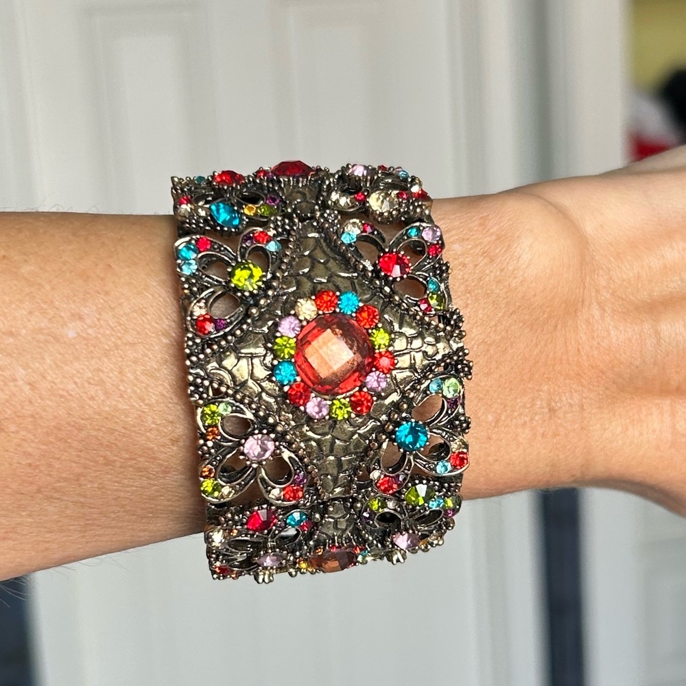 Colorful Gemstone Cuff Bracelet